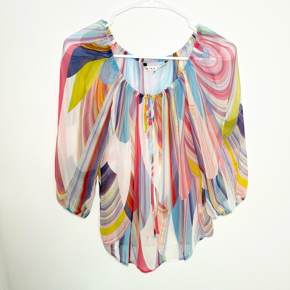 Trina Turk The Traveler Abstract Print Blouse - Picture 2 of 3